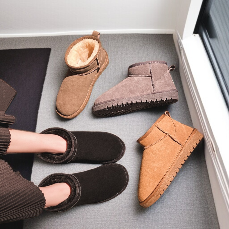 여성 북동부 앵클 부츠 융털 도톰 워커 플랫 스노우 슈즈