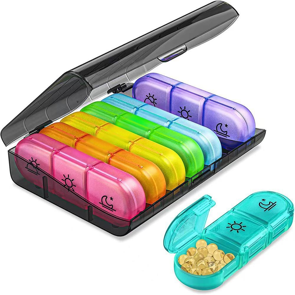 Rainbow 21-Compartment Weekly Pill Organizer