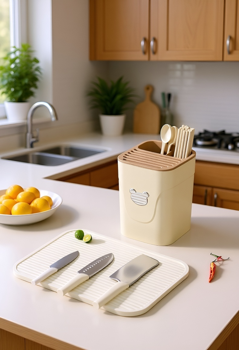 Porta cuchillos seguro con base antideslizante