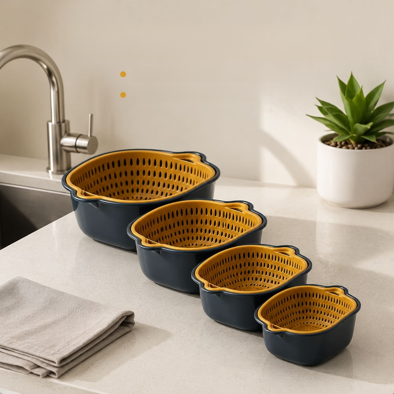 Panier de lavage à légumes double couche