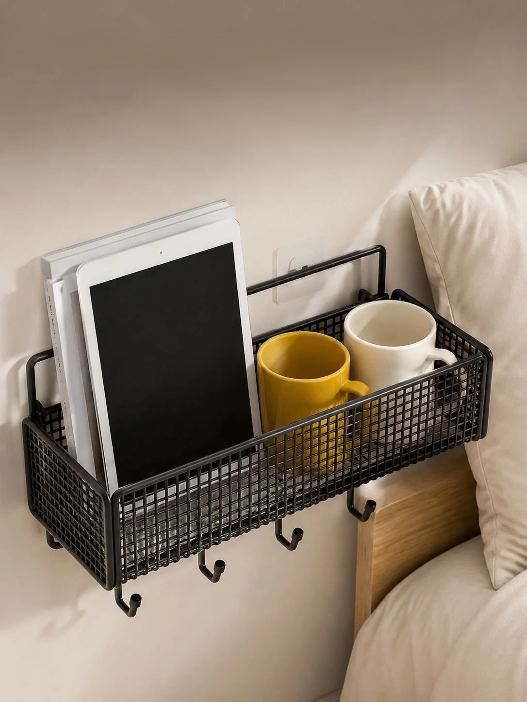 Organizador multifuncional para cabecera de cama con bolsillos espaciosos