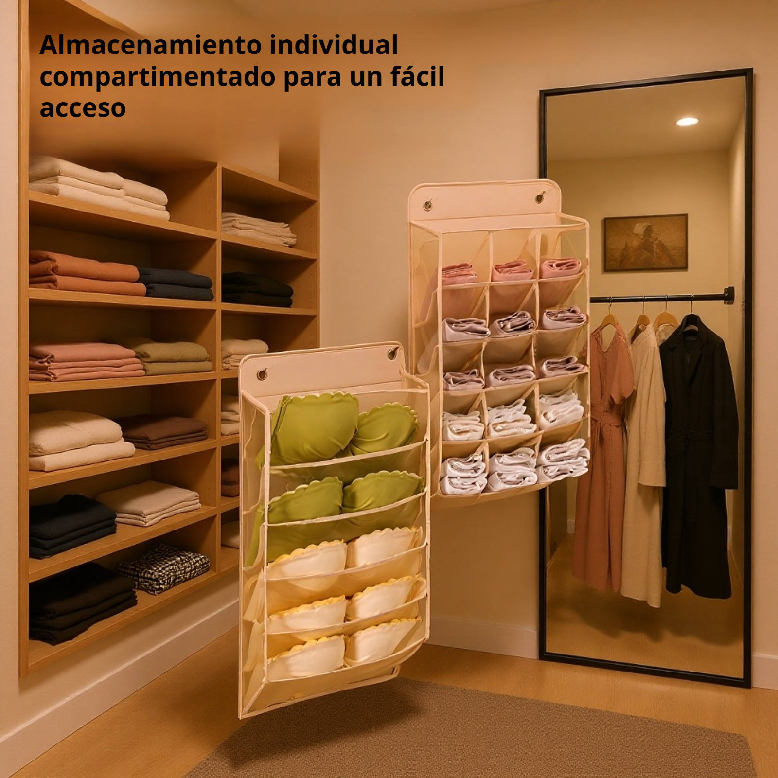 Organizador de ropa interior colgante para puerta y pared