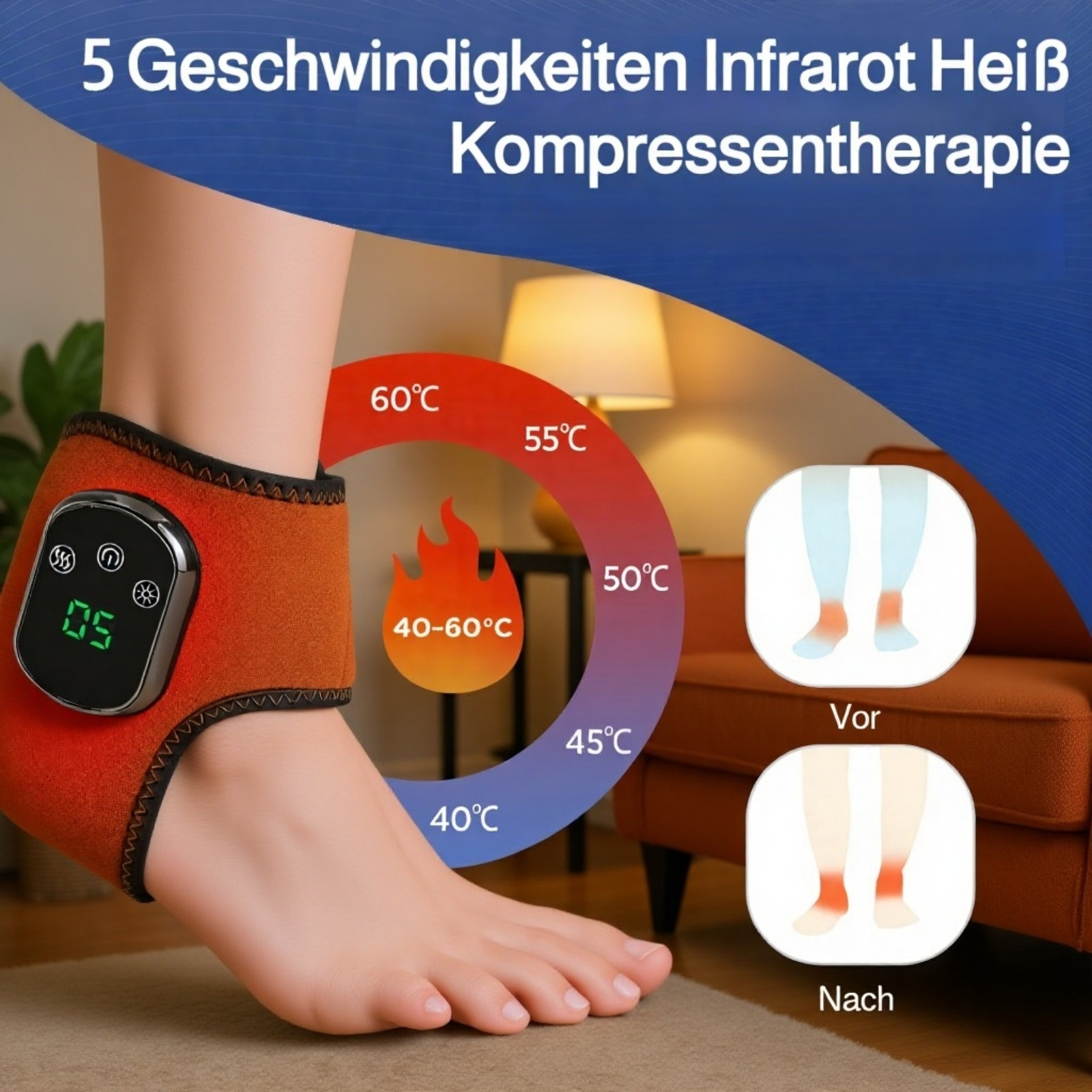 USB Elektrische Fußgelenk-Heizmassagegerät, wiederaufladbar