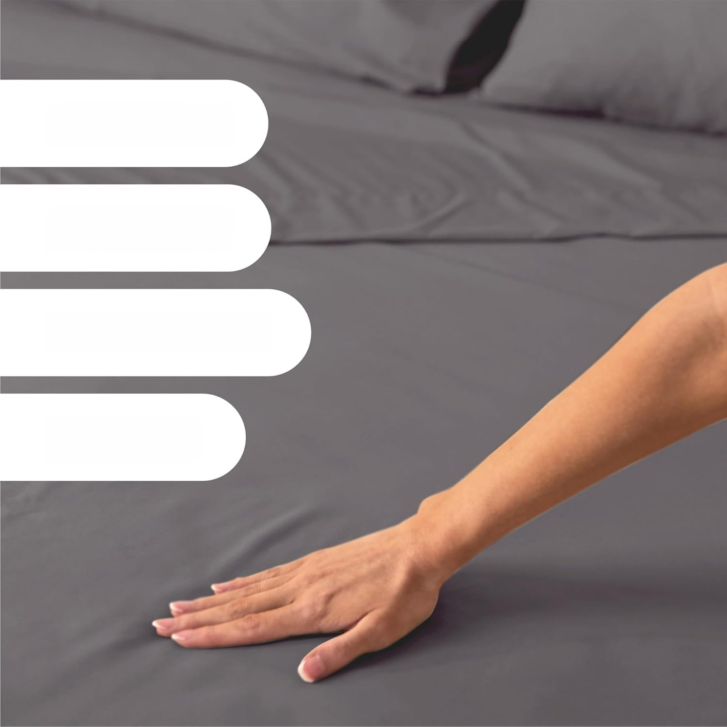 Oeko-Tex ダークグレー 寝具4点セット 深型ポケット ホテル用ベッドシーツ