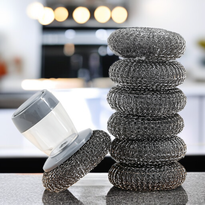 주방 가정용 청소 브러시 짧은 손잡이 자동 수액 설거지 브러시 스펀지 브러시 와이어 볼