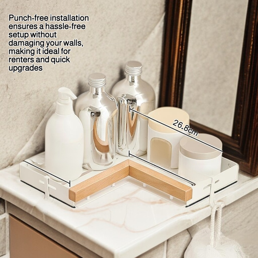 Bathroom toilet rack punch-free toilet wash basin wall-mounted tripod solid wood black walnut