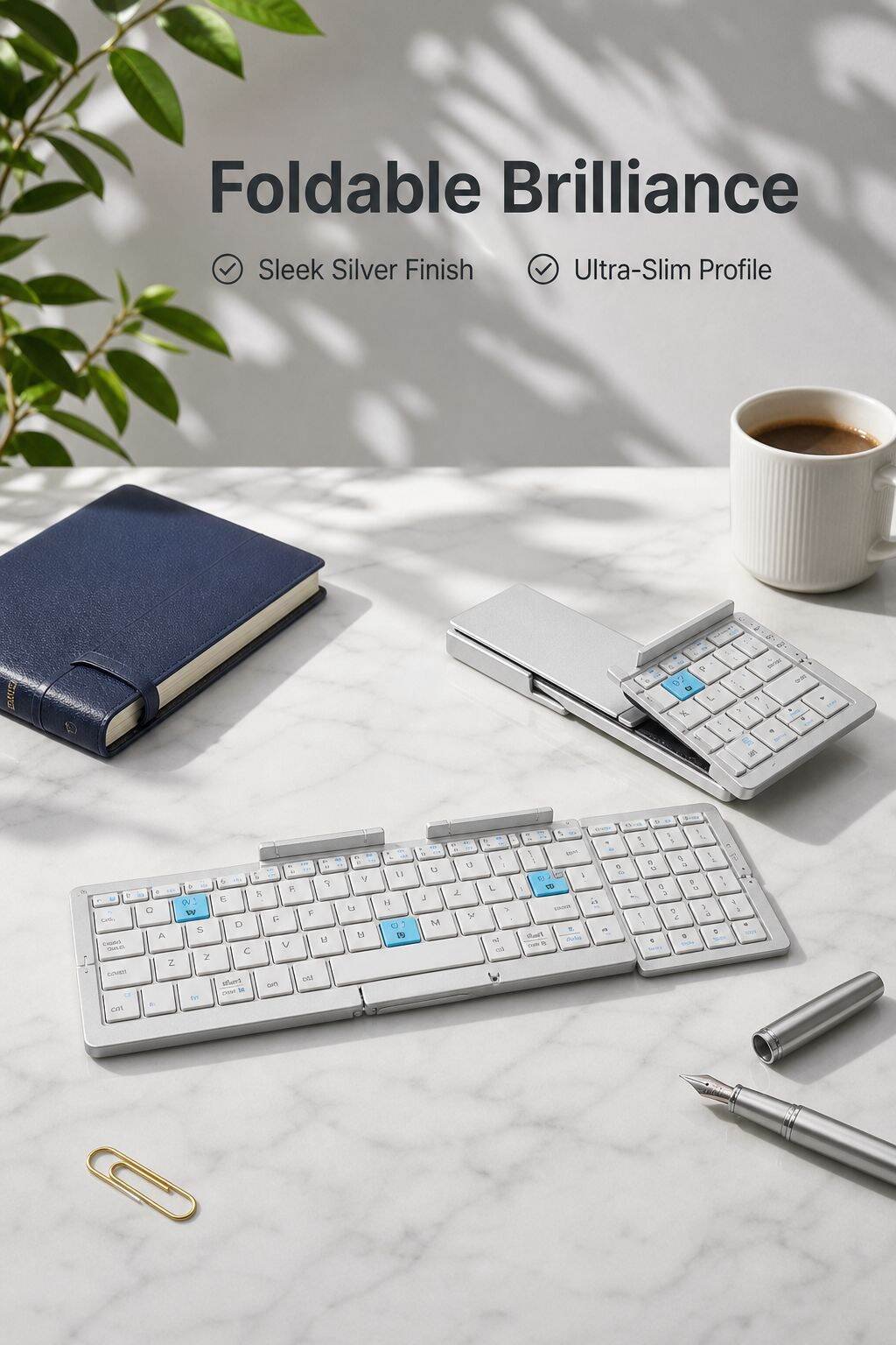 Mobile Phone Tablet Portable Folding Bluetooth Keyboard