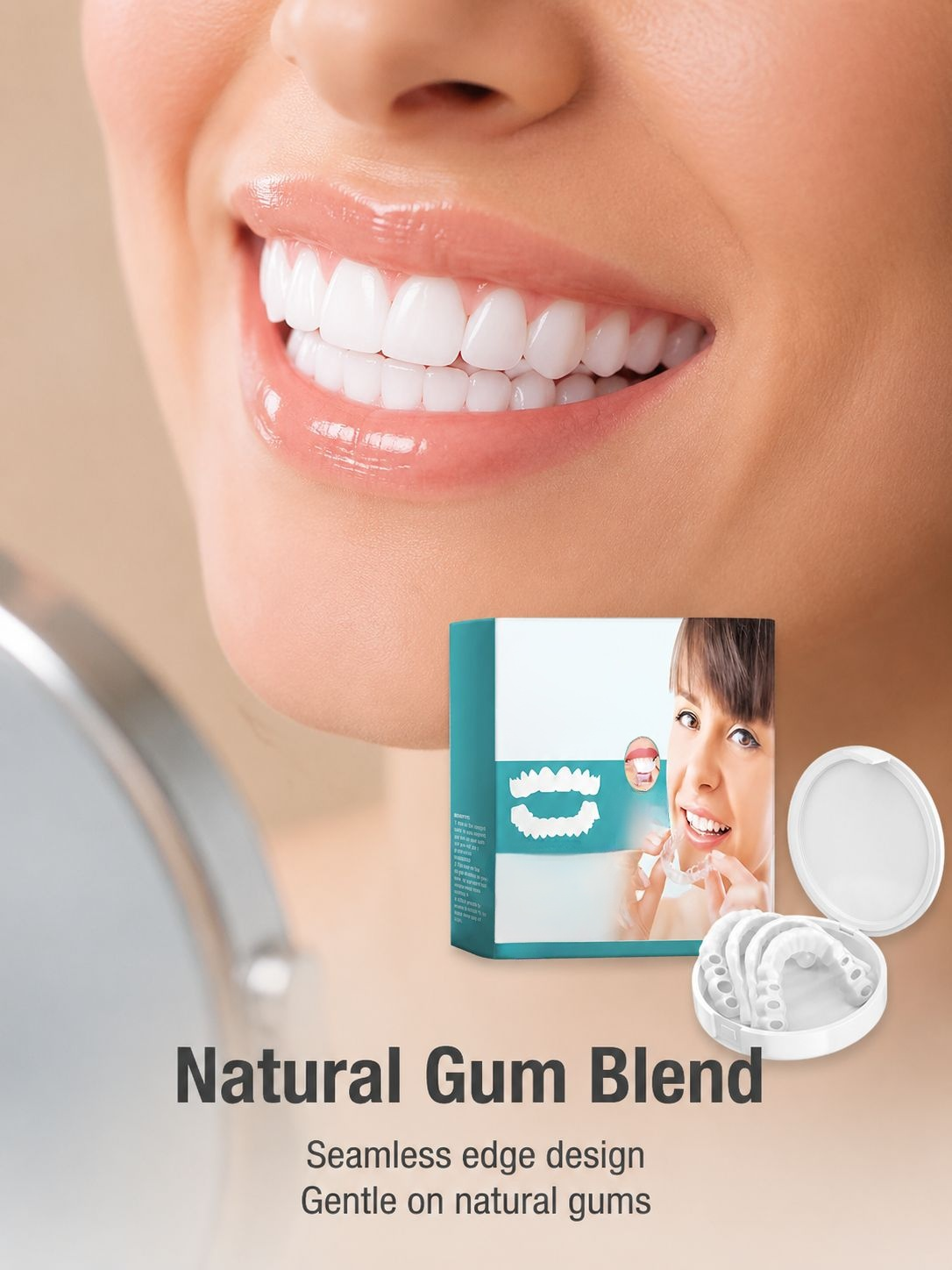 Natural-looking false teeth with secure clip