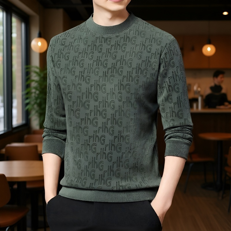 기모 럭셔리 자카드 라운드넥 남성 맨투맨