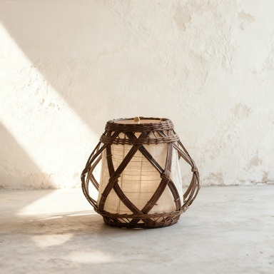 한지와 라탄 조명 갓 테이블 램프 (4개 세트)