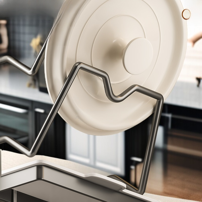 펀치 없는 벽면형 냄비 뚜껑 수납 선반