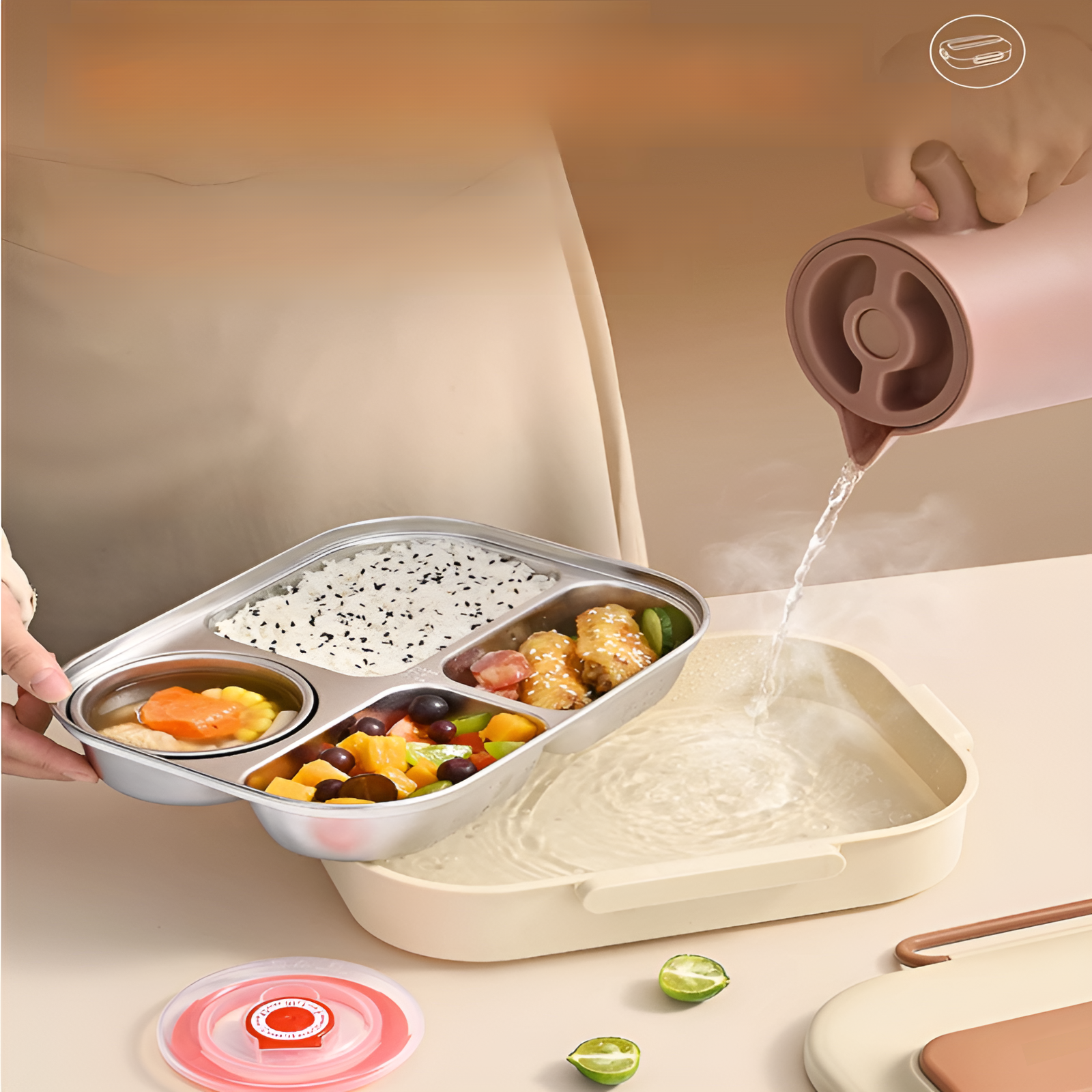 Isolierte Edelstahl-Lunchbox für Schüler, passt ins Schließfach