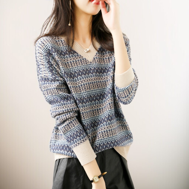 ルーズクラッシングニットセーター セーター テールゲートピックアップ トップス 引き出し Vネック トップス ルーズクラッシングセーター