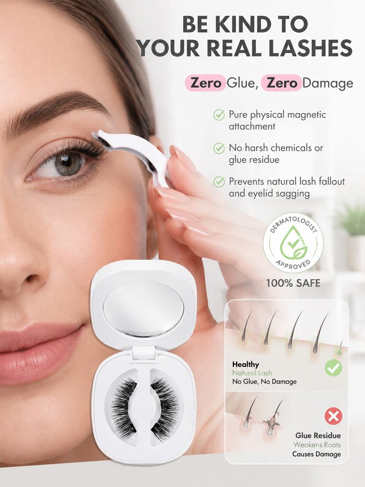[1-Second Makeup Application & Portable Storage Box] Magnetic False Eyelash Set