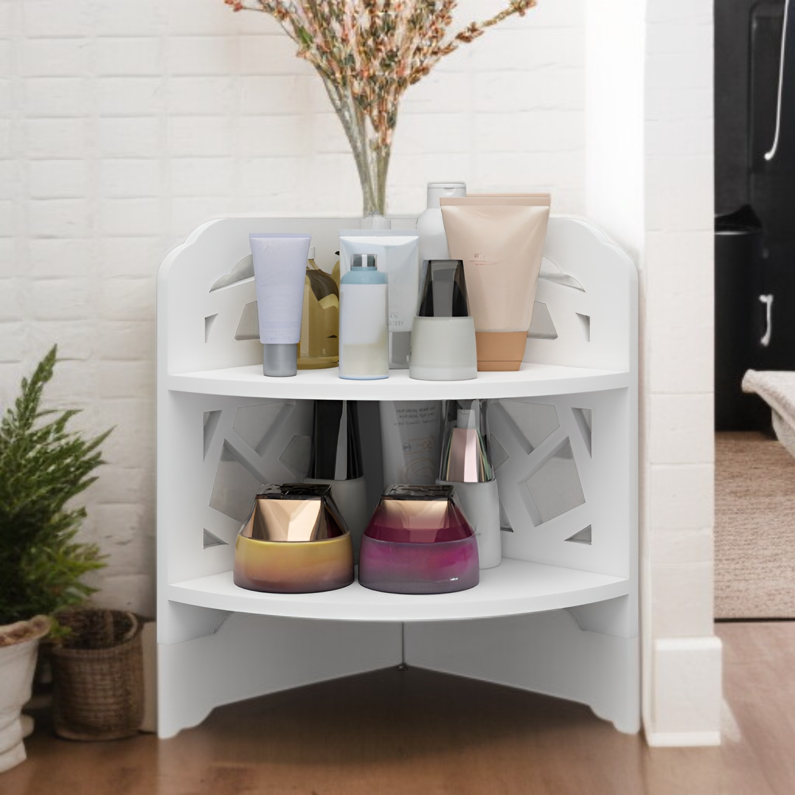 ชั้นวางของเข้ามุมสำหรับห้องน้ำและห้องต่าง ๆ ในบ้าน