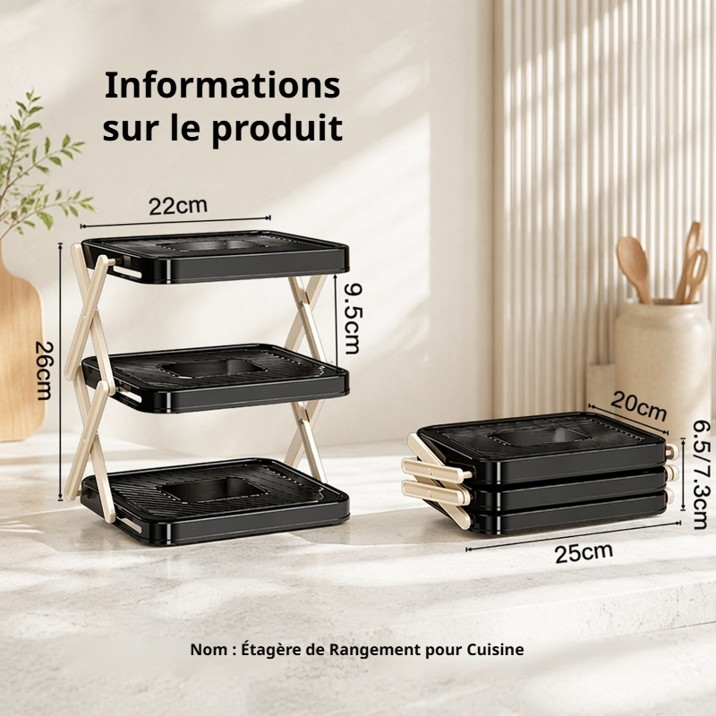 Étagère de cuisine pliable multifonctionnelle pour préparation des aliments