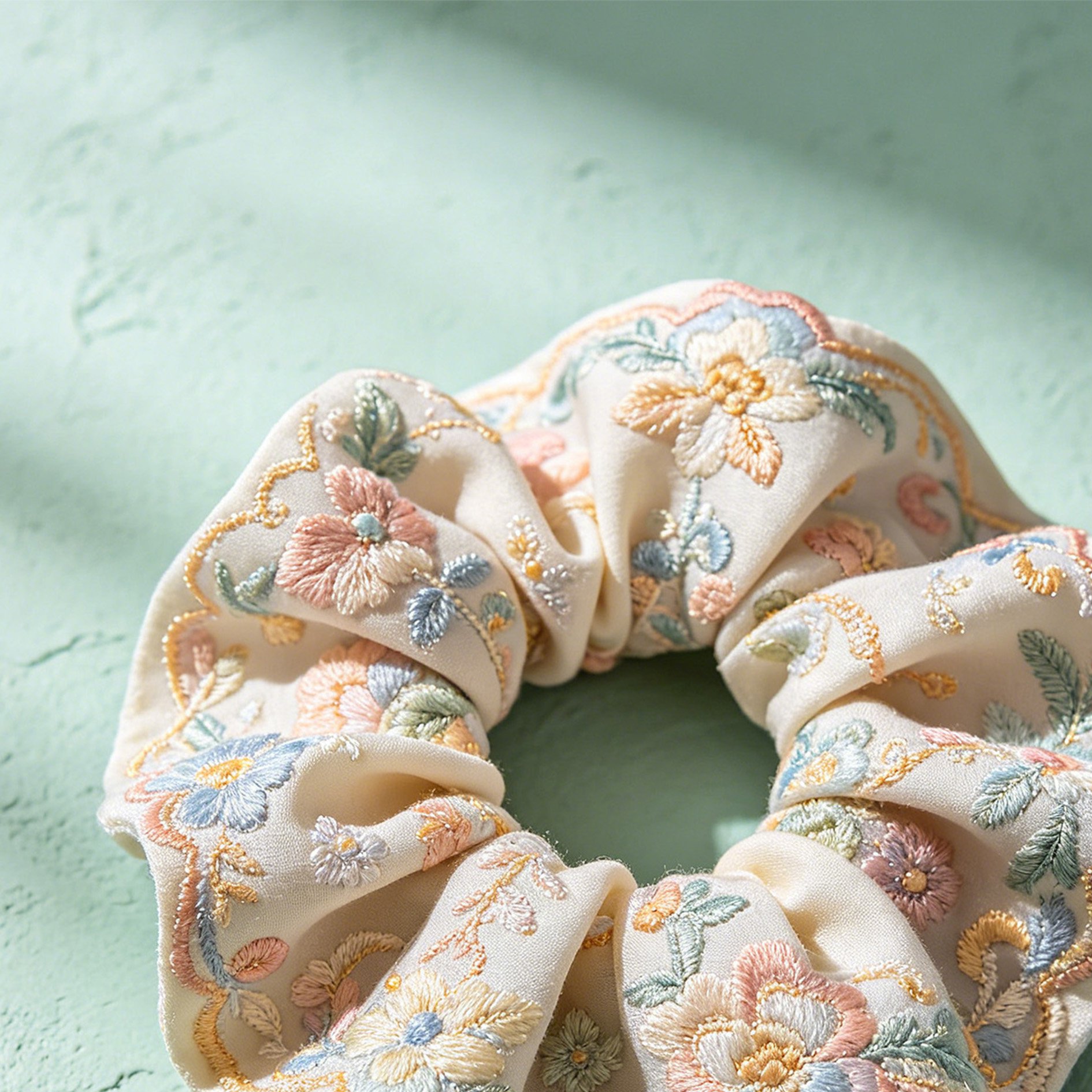 Embroidered Fabric Hair Ties (Pack of 10)