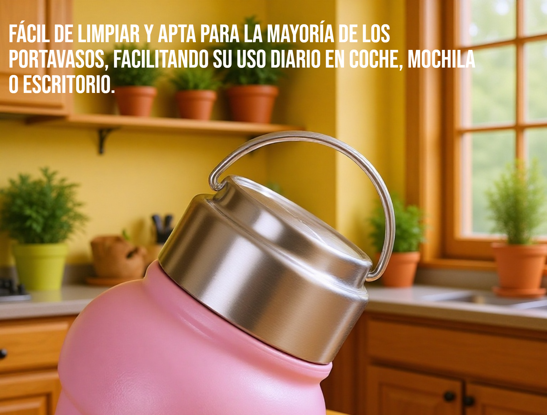 Detalle de la tapa hermética de la taza térmica