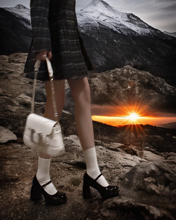 メアリージェーンシューズのバックル部分のアップ画像