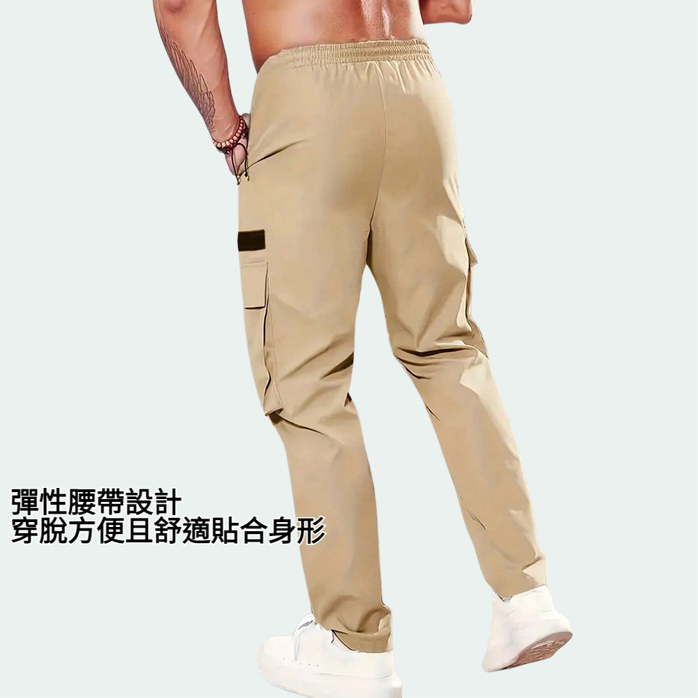 彈性腰帶直筒休閒褲 耐穿易搭 工作休閒兩用