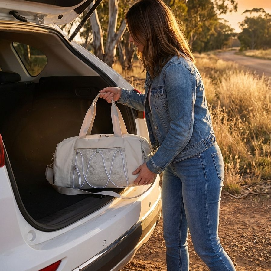 Große Sporttasche für Damen mit robustem Reißverschluss
