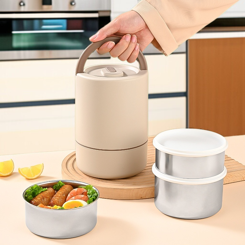 Large Capacity Round Multi-layer Insulated Lunch Box for Office Workers