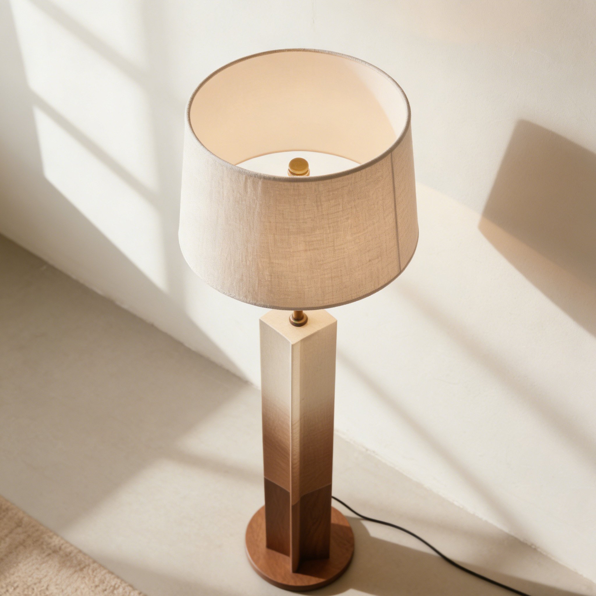 โคมไฟตั้งพื้นไม้ลินิน