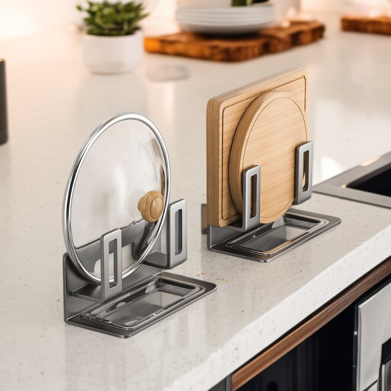 Wall-mounted pot lid rack