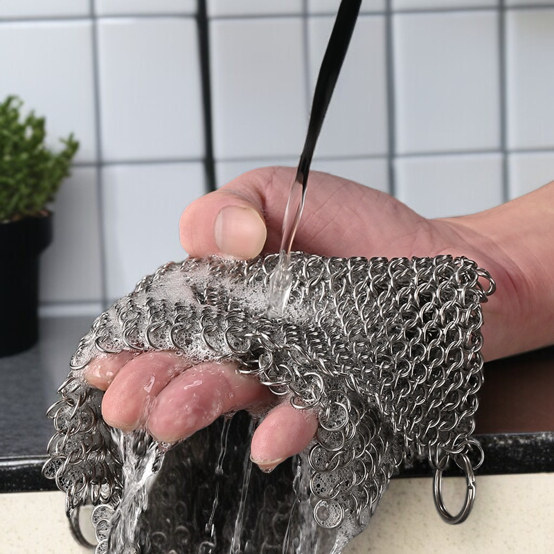 스테인리스 이중 그물 청소 브러쉬 실밥이 빠지지 않는 주방 청소 도구 주방용품 청소 볼