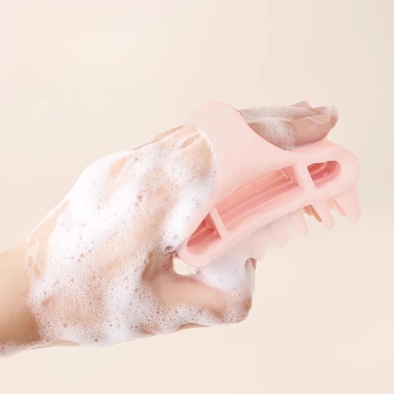 Scalp Massaging Shampoo Brush, Elastic Silicone Hollow Design for Deep Cleaning and Stress Relief