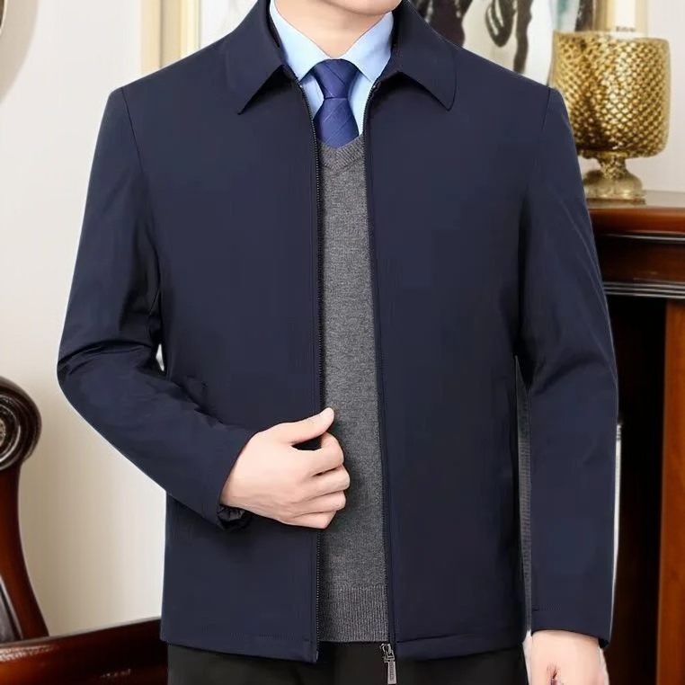 중년 남성용 비즈니스 칼라 자켓 겨울용 두꺼운 점퍼