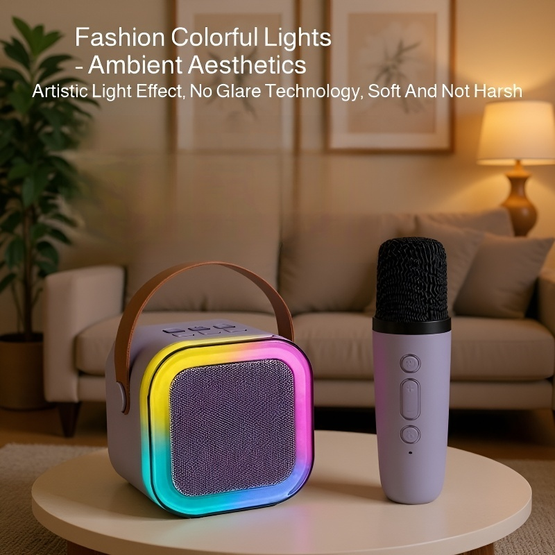 Colorful Wireless Bluetooth Karaoke Microphone Speaker front view