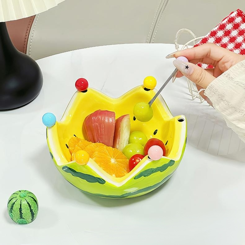 Cuencos y platos de cerámica con forma de sandía