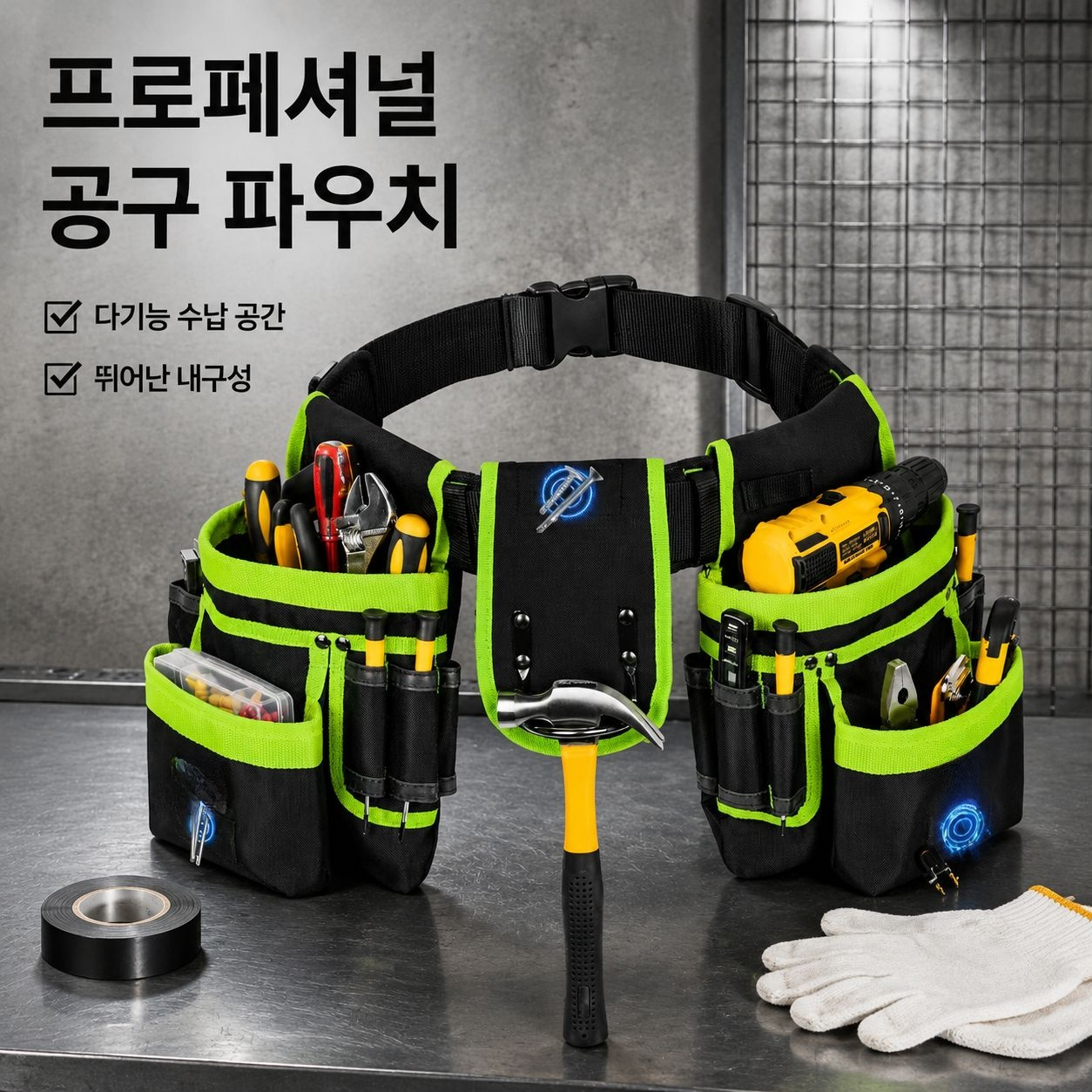두꺼운 캔버스 다기능 공구 수납 가방, 전기공 작업 벨트 가방