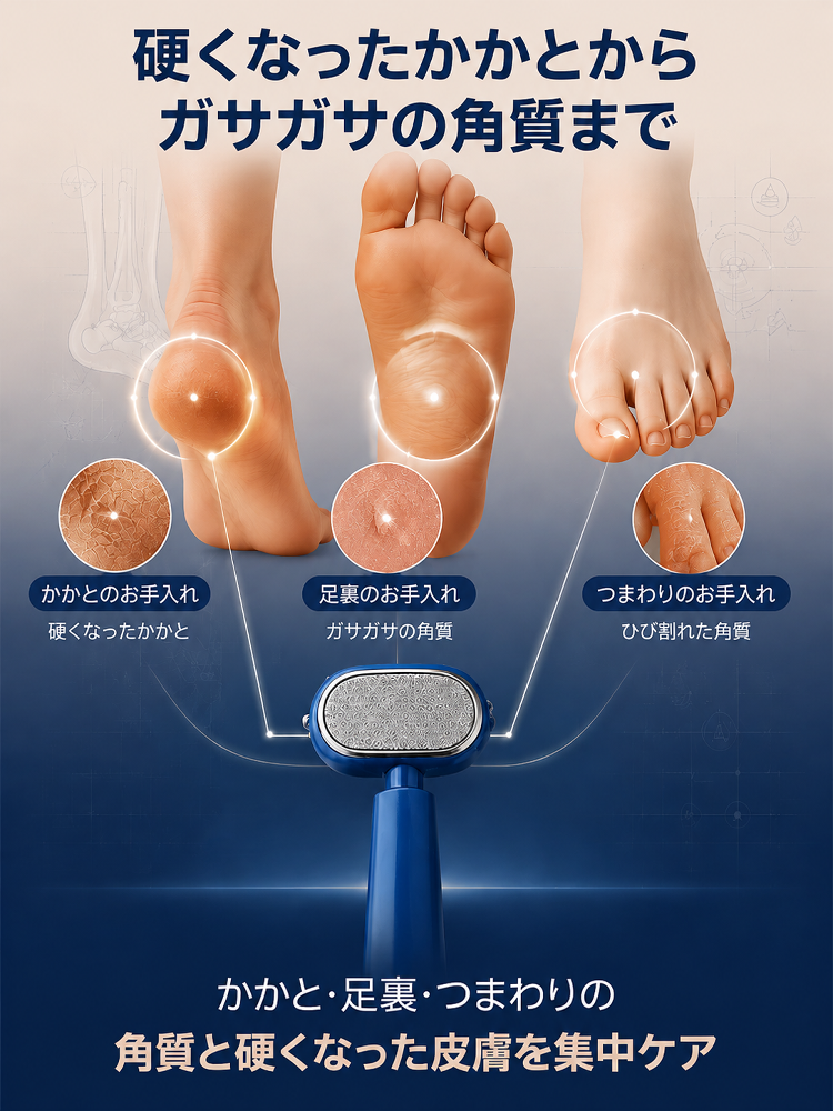 足の状態に合わせて使える両面角質ケア用品