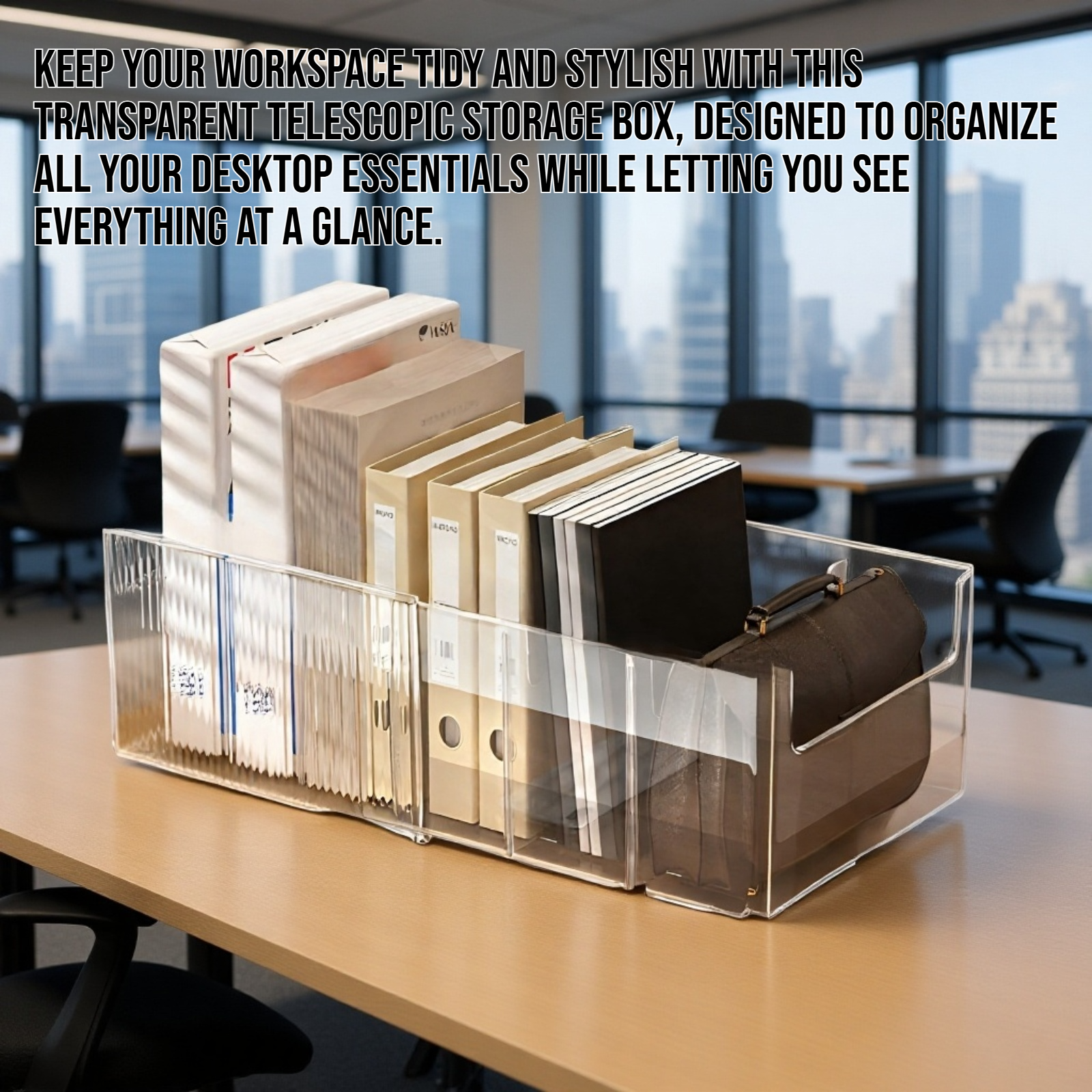 Desktop Multifunctional Transparent Telescopic Storage Box