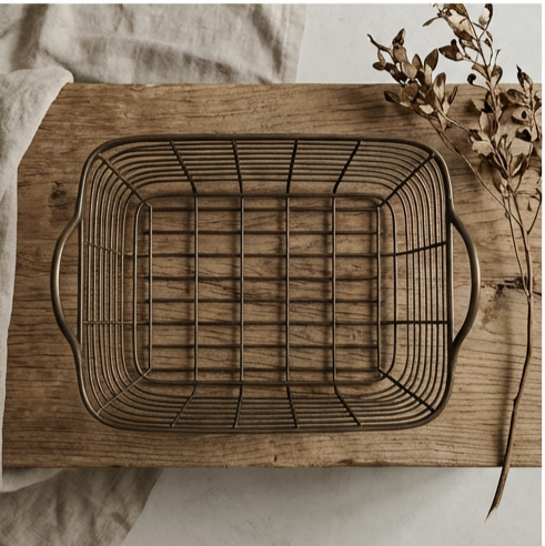 和風スタイル収納鉄製バスケット