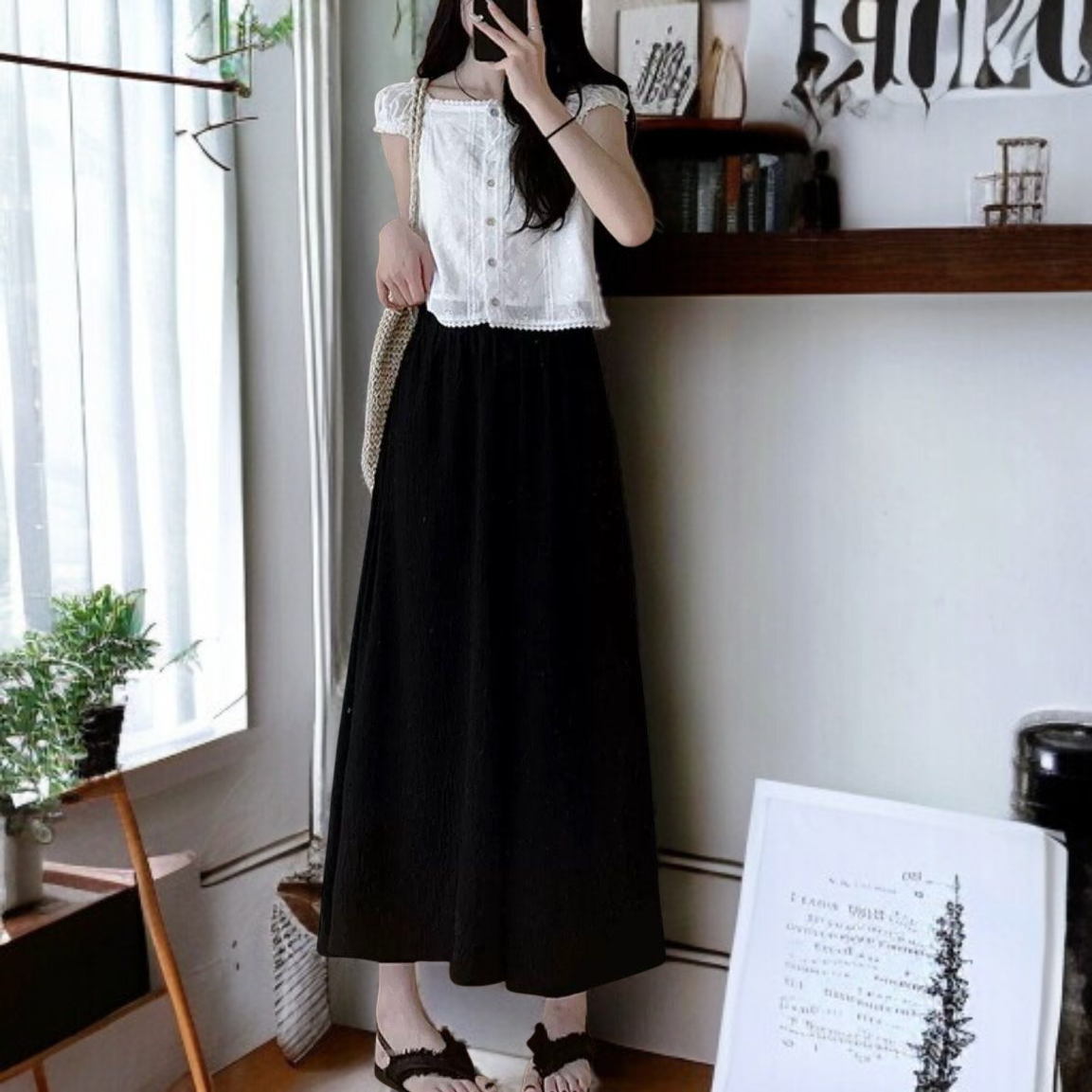 핑크 치마바지녀 여름 얇은 키에 샤랄라 주름 a라인 스커트 하이웨스트 슬림핏 와이드 팬츠