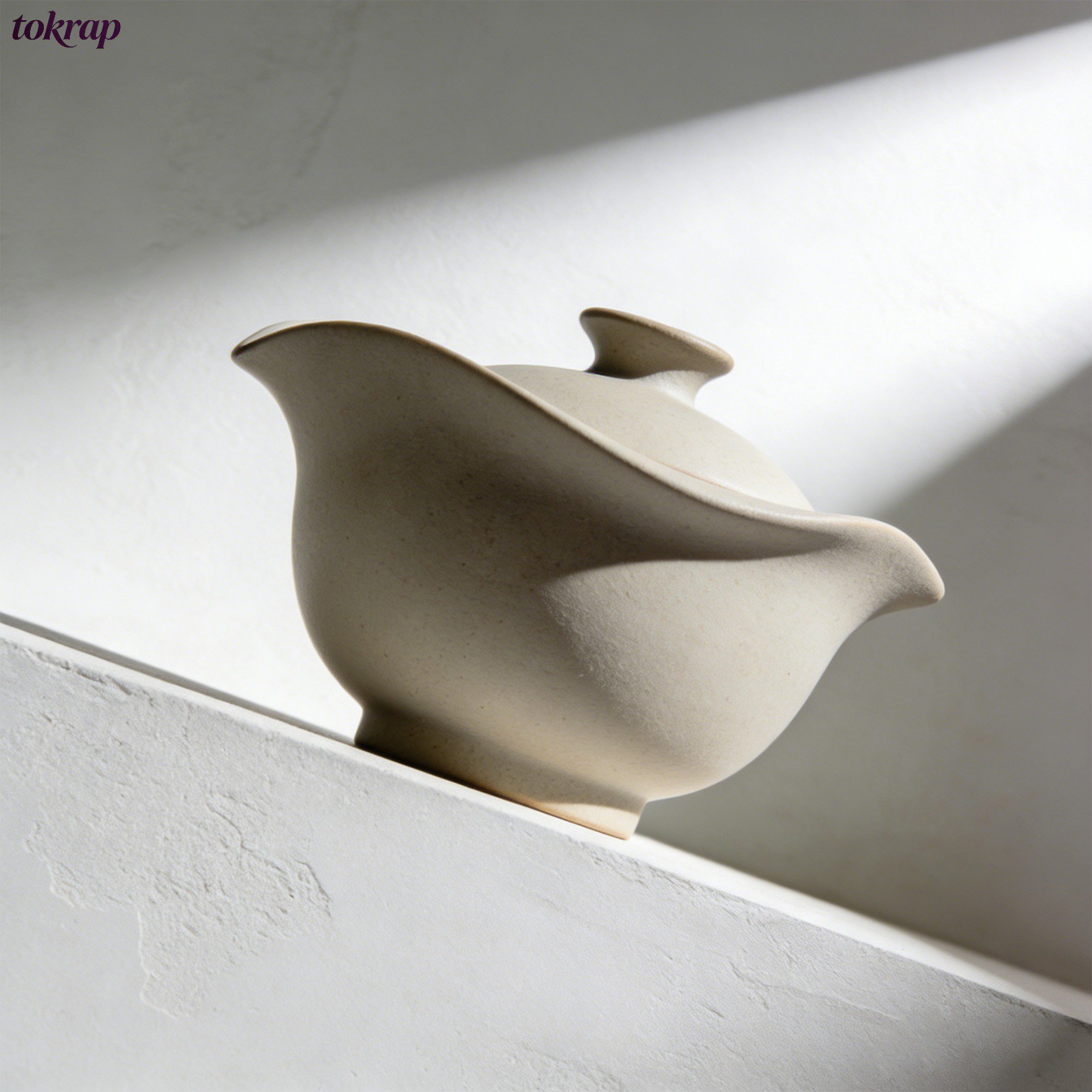 マットな粗い陶器の蓋付きボウル