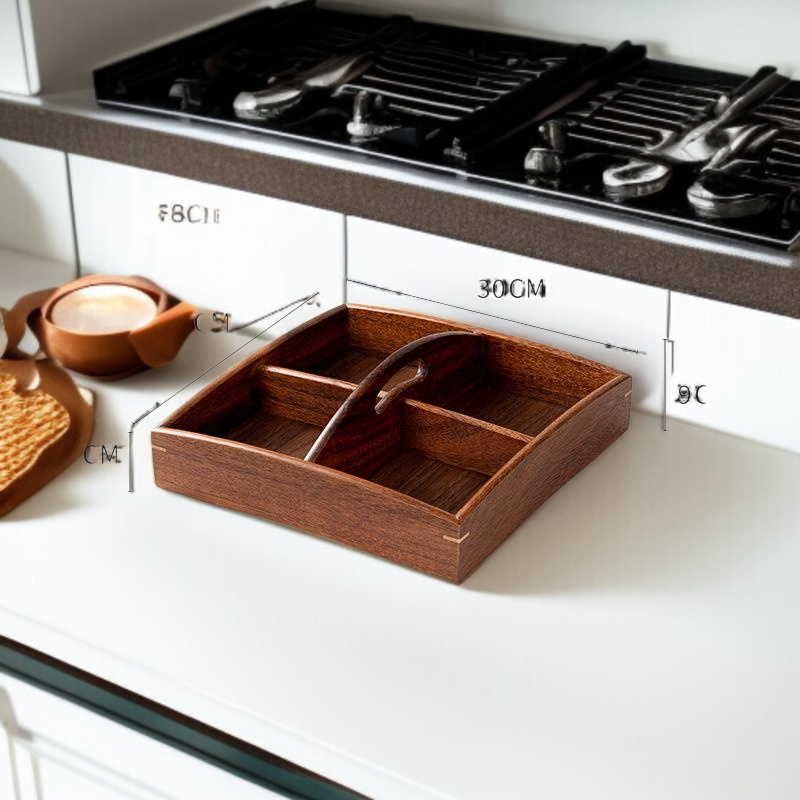 Walnut fruit plate solid wood round salad bowl plate dinner plate household fruit plate wooden tray