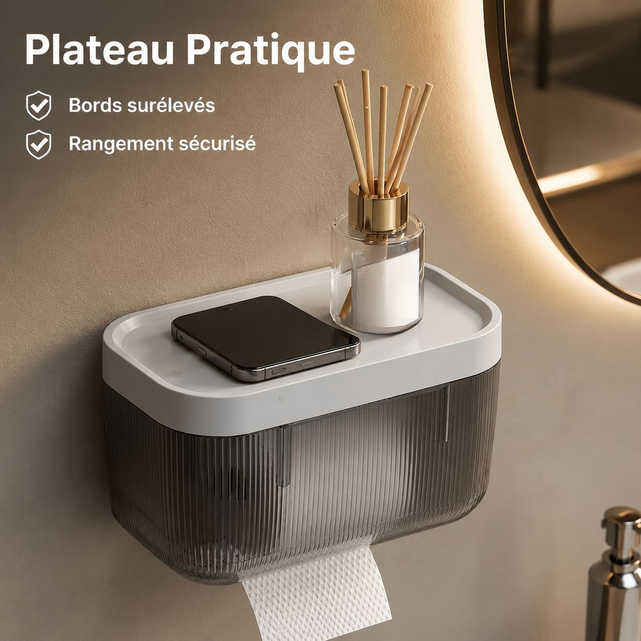 Boîte à Mouchoirs Multifonction pour Salle de Bain