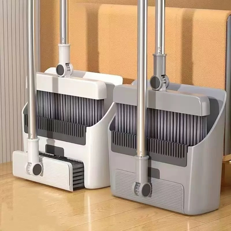 Foldaway Soft-Bristle Broom and Dustpan Set