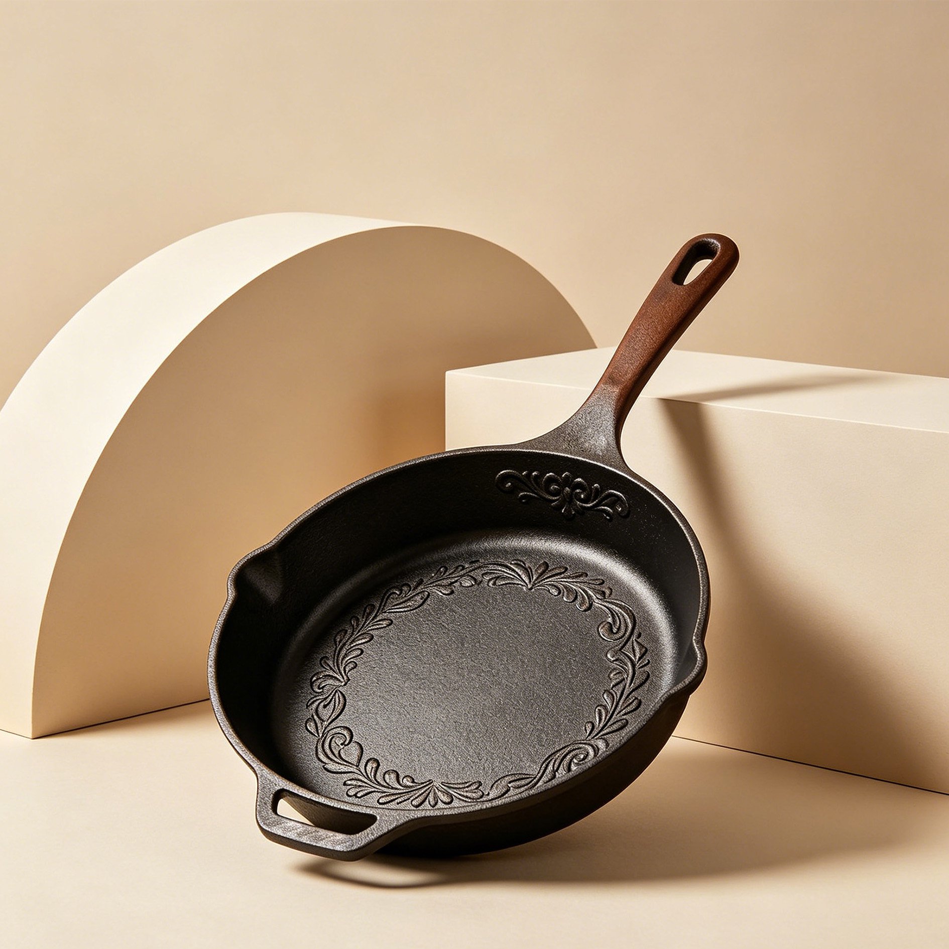 Cast aluminum low-oil frying pan