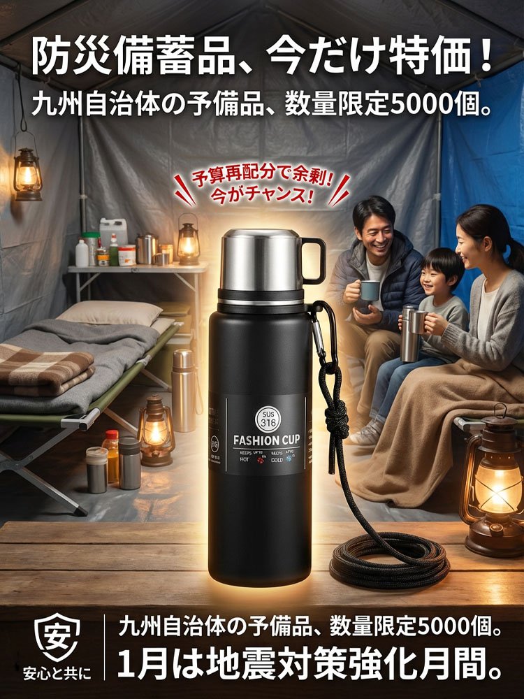 【48時間長時間保温】大容量二重蓋保温カップ