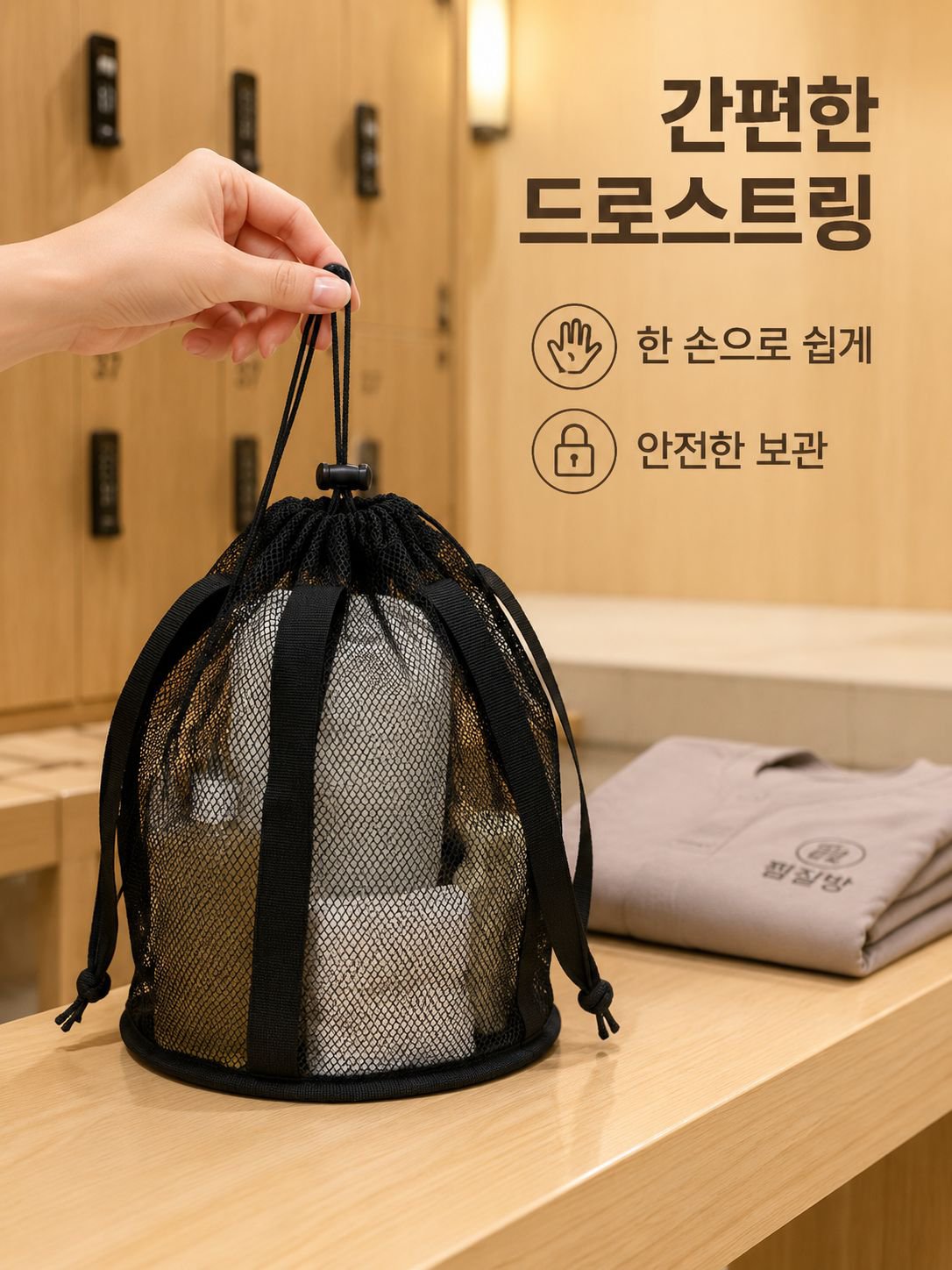 휴대용 접이식 메쉬 세면 파우치