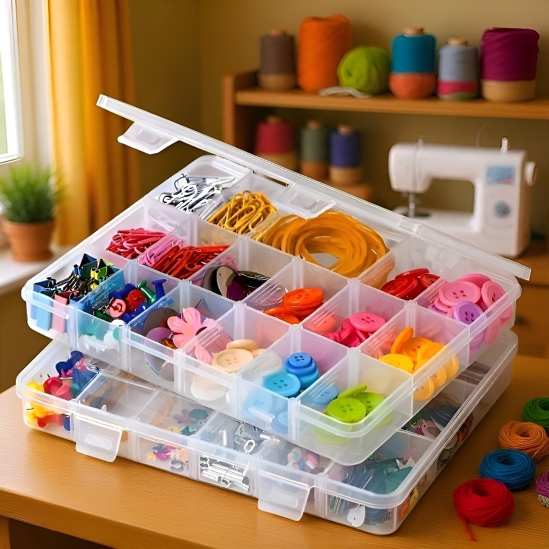 仕切りと透明な収納ボックスを備えたパッケージ