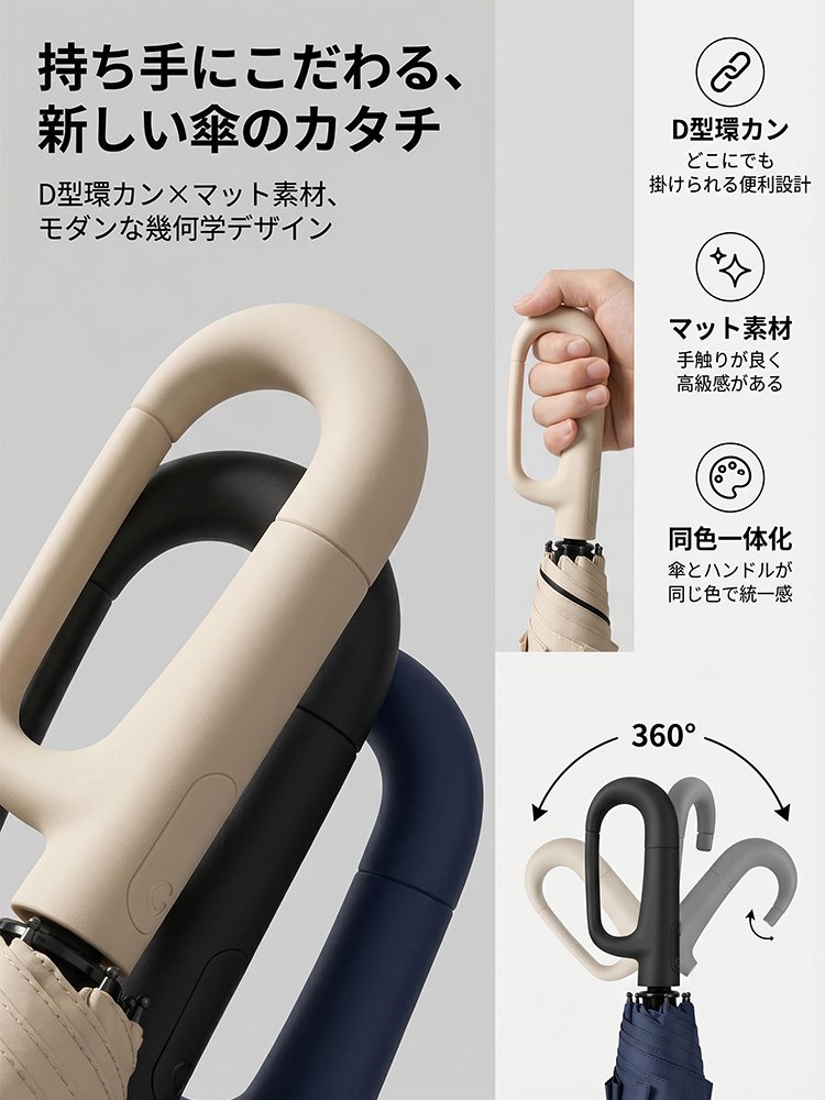 カラビナフック折りたたみ傘 自動開閉 晴雨兼用傘