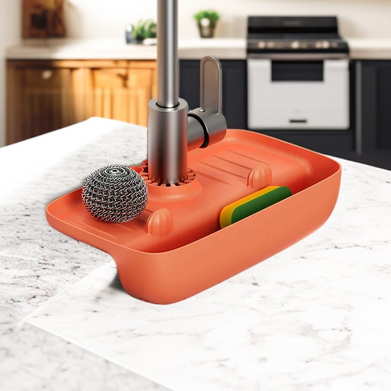 水龍頭防水滴瀝水收納架 水槽集水墊 防滑桌墊 廚房抹布海綿瀝水收納架