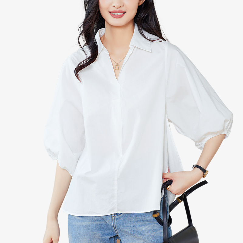 칼라 옆트임 칠부 블라우스 여 2025 봄여름 신상 캐주얼 코디 상의