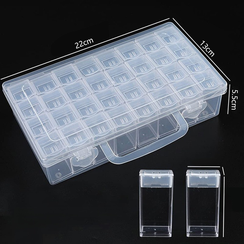 64-Compartment Transparent Storage Box for Beads